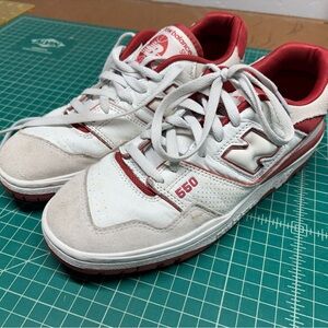 New Balance Men's 550 White and Red Sneakers